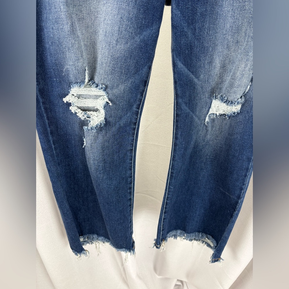 Risen plus size High Rise Raw Hem‎ High Rise Distressed Jeans NWT RDP5479X 608 - Picture 2 of 11
